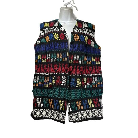 Vintage Pelux Handwoven Guatemalan Indian Boho Blanket vest - Picture 1 of 8